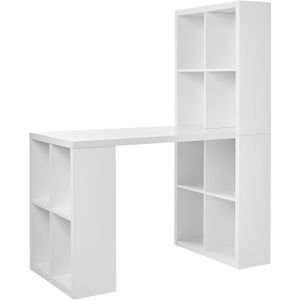 White cube storage desk with 12 slots.