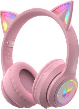 Pink cat ear wireless headphones