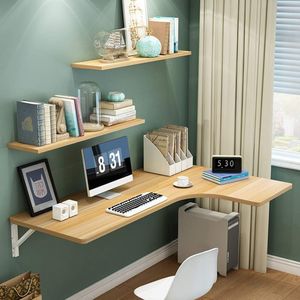 Wooden l shaped folding desk.