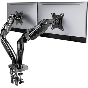 HUANUO Dual Monitor Stand, Adjustable Spring Monitor Desk Mount for 13-27 inch, Dual Monitor Mount Holds Max 14.3lbs, Computer Monitor Arms with Wide Range of Motion for Home Office