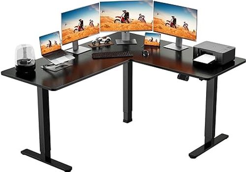 ErGear L-Shaped Electric Standing Desk, 63 inches Double Motor Height Adjustable Sit Stand up Corner Desk, Large Home Office Desk Computer Workstation, Black