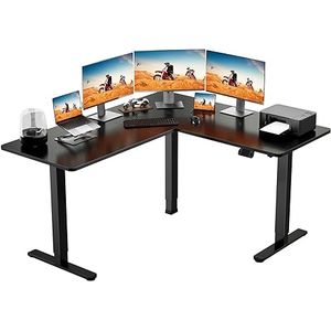 ErGear L-Shaped Electric Standing Desk, 63 inches Double Motor Height Adjustable Sit Stand up Corner Desk, Large Home Office Desk Computer Workstation, Black