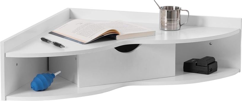 White heart shaped floating corner desk.