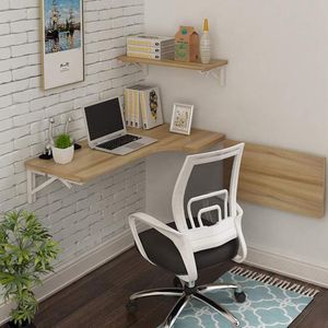 Wooden l shaped folding desk.