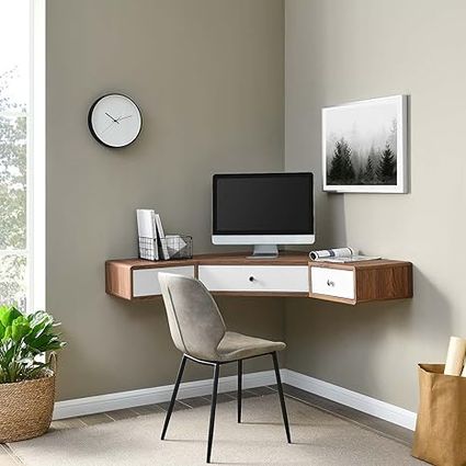 Modway Walnut White Floating Corner Desk Review