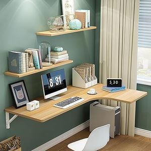 Drop leaf tables for small spaces Folding floating desks Wall hanging tables,Folding desks for small spaces Wall-mounted folding chairs, wooden folding tables Foldable sewing table ( Color : Light wal