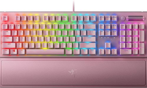 Pink mechanical keyboard with RGB lights