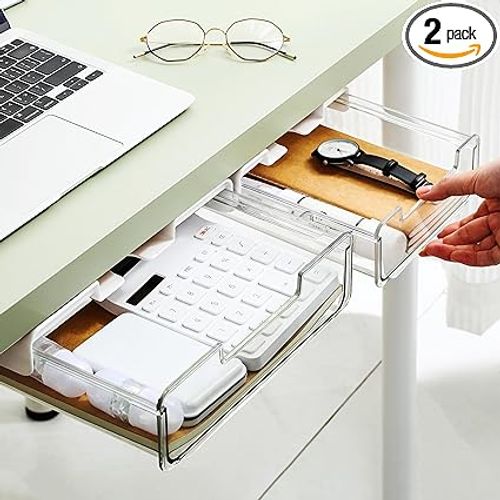 Citylife 2 Pack Under Desk Drawer Organizer Slide Out Under Desk Storage Large Desk Drawer Attachment Desk Drawer For Office, Home, Classroom, Kitchen